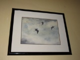 Watercolor “Ravens In Flight” Signed P. Fenton