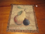 Woven “Pear & Fig” Wall Hanging on Metal Rod