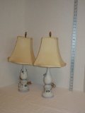 Pair Dainty Bisque Lamps