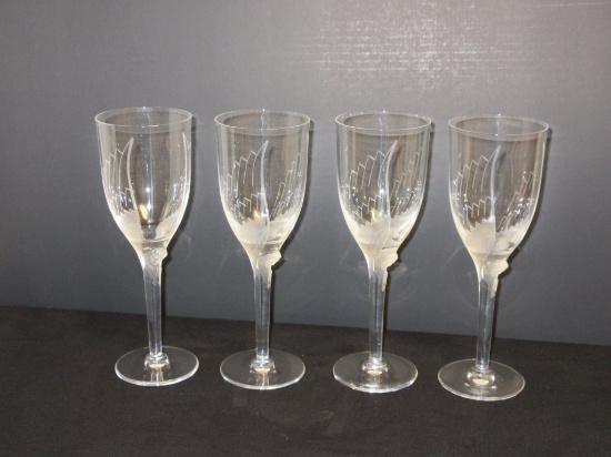 (4) Lalique "Angel Wing" Champagne Flutes