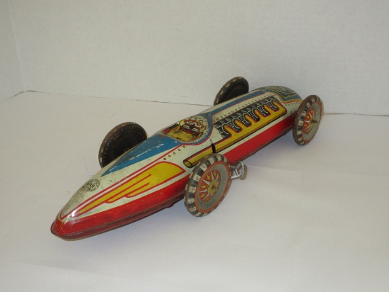 MARX Race Car - Colorful Old Tin Litho with Age Wear