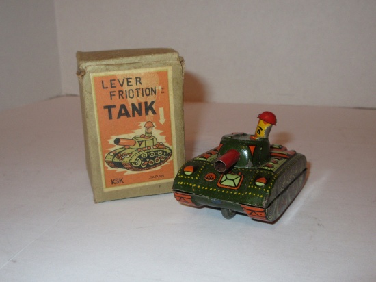Tin Litho Army Tank - Nice Piece Small Piece in Original Box