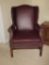 Burgundy Faux Leather Wingback Chair