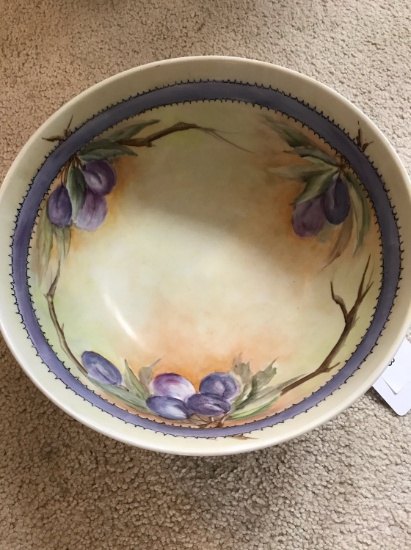 Hand painted Semi Porcelain Bowl w/ Berry Design – 10"