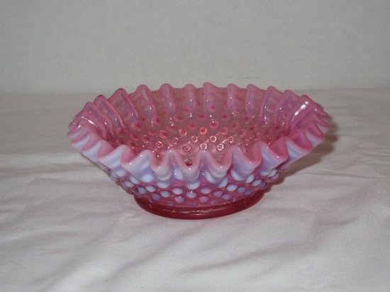 Fenton Cranberry Opalescent Hobnail Bowl