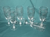 Etched Crystal Irish Coffee Cups - 6
