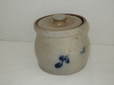 Hand painted Rowe Pottery Salt Glaze Jar w/ Lid