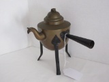 Vintage Copper Tea Pot w/ Iron Handle & Legs - approx 10