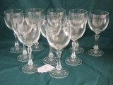 10 Crystal Wine Glasses - approx 9