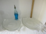 Pressed Glass Fish Platter & Oil Dispenser
