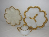 Lot – Misc. Semi Porcelain Mint Dishes & Covered Sugar