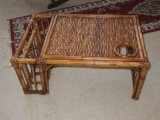 Rattan Bed Tray w/ Cup Holder & Magazine Space