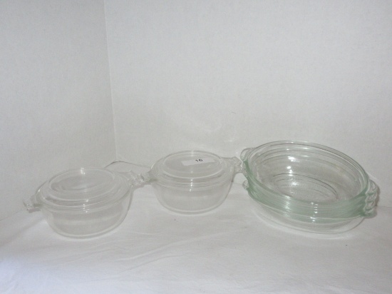 Pyrex Lot – 2 Small Refrigerator Dishes w/ Lids & 4 Individual Casseroles