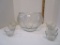 Pressed Glass Punch Bowl & 8 Cups - 9 1/2
