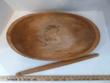 Lot - Wooden Dough Bowls & Rolling Pin