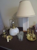 Lot - Ceramic Lamp & Vintage Light Fixtures
