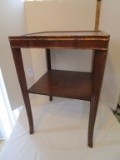 Mahogany Accent Table with Faux Leather Top