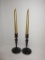 Pair 8” Tall Wooden Candlesticks