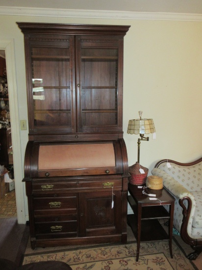 Lovely Victorian Cylinder Secretary/Desk. 7' 2” tall – Exquisite Piece