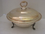 Silver-plated Covered Footed Casserole w/ Glass Dish Insert