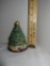 ceramic Christmas tree music box - opens to display train moving around mini tree