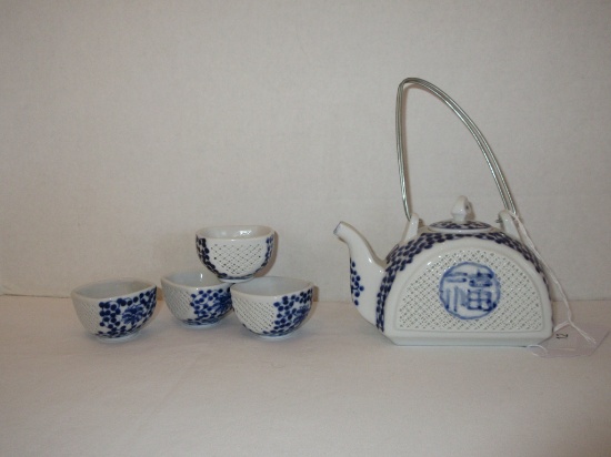 Blue & White Asian Tea Set