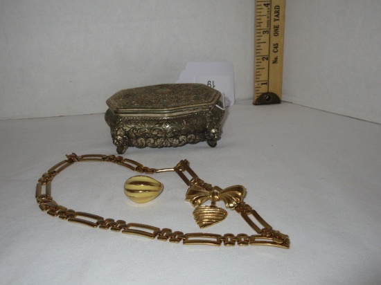 Metal Jewelry Cache Box with Jewelry