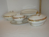serving set - some wear to gold accents - see pictures