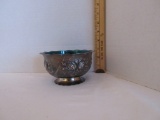 silver-plate bowl with turquoise glass liner