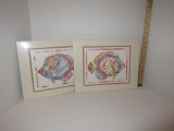 Fish prints matted & unframed
