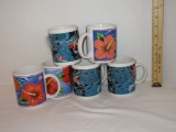 Lot - set of six mug w/ Hawaiian  Motif