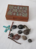 Wooden Box with Rocks & Gemstones