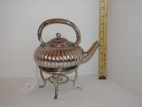 Silver-plate Teapot on warming stand