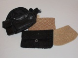 Handbags Lot - three lovely evening bags & one leather fanny pack