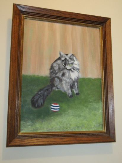 Painting of Cat & Ball