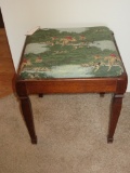 Small Sewing Bench Stool w/ Upholstered Lift Seat - wear to wood
