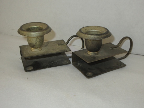 Pair Small Metal Finger Hold Candle Holders