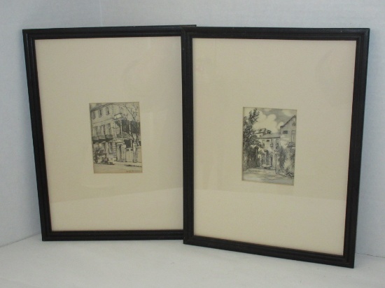 Pair Prints by Elizabeth O'Neil Verner - Charleston S.C. Houses - artist signed