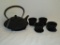 Asian Cast Iron Teapot & Cups