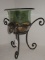 Large Glass Candle Jar w/ Wrought Iron Stand