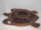 Pair - Carved Teak Turtle Trays