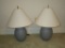 Pair - Bulbous Gray Lamps w/ Linen Shades