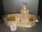 Brass Handled Tray w/ Woven Gallery & Galway Pattern Decanter by Wedgwood & 2 Lenox Glasses