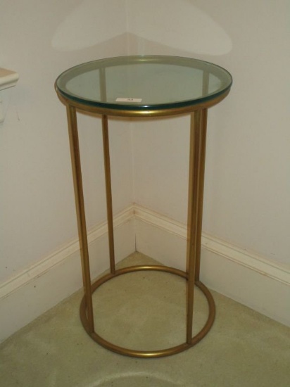 Brass Glass Top Accent Table