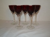 Set of 5 Ruby Cordial Glasses