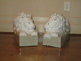 Pair Ceramic Lions