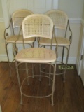 Cane Back Wrought Iron Bar Stools