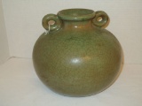 Green Clay Vase w/ Handles