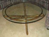 Brass & Glass Hollywod Regency Coffee Table