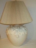 Ceramic Lamp w/ Seashell Motif - lamp w/ applied shells